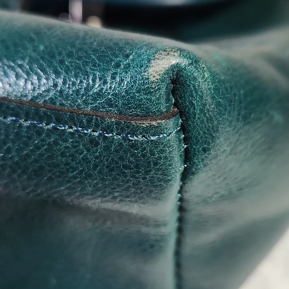 Patricia Nash Seluci Blue Coral Green Leather Backpack Nwt - Picture 11 of 11